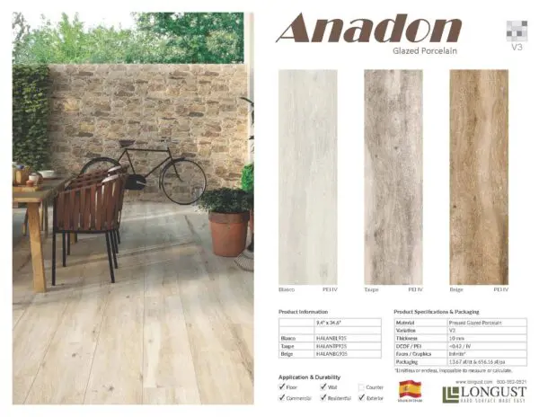 Anadon Porcelain Tile Info