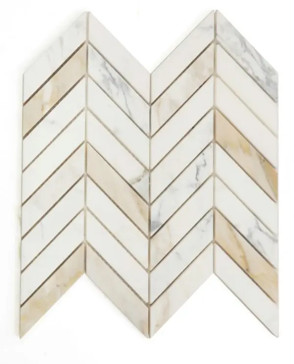 Elysium Chevron Calacatta Gold Polished 11 x 11
