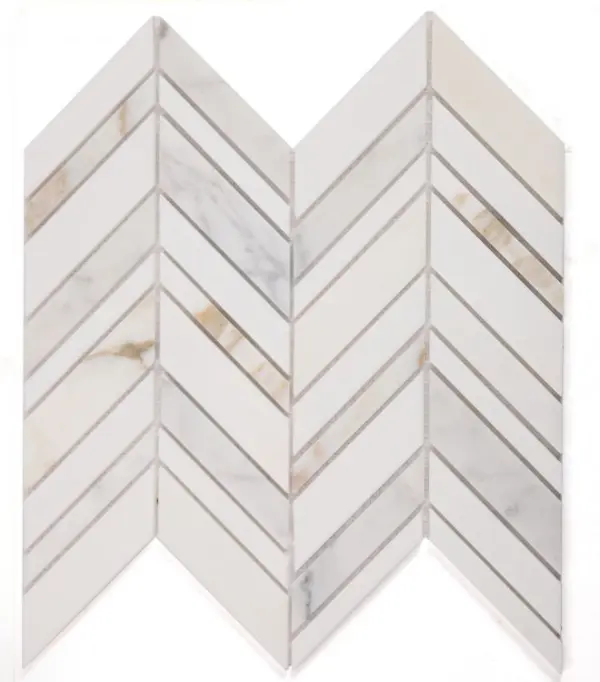 Elysium Chevron Shadow Calacatta 11.75 x 12