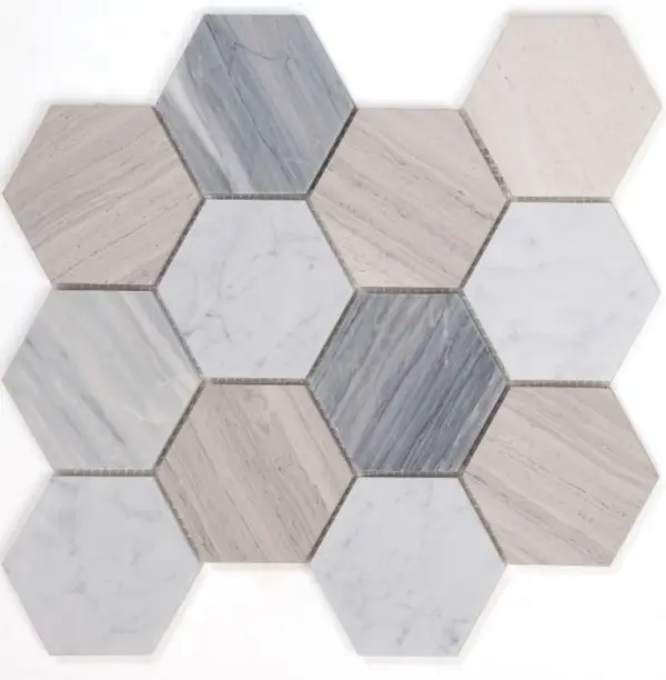 Elysium Hexagon Blue Large 4 x 4 10.75 x 12.5
