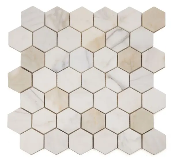 Elysium Hexagon Calacatta Gold Honed 2 x 2 11.75 x 12