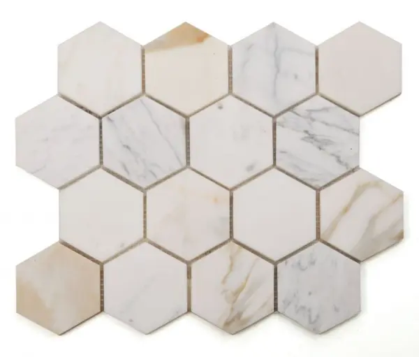 Elysium Hexagon Calacatta Gold Honed 3 x 3 10 x 11.5