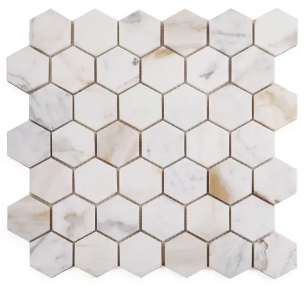 Elysium Hexagon Calacatta Gold Polished 2 x 2 11.75 x 12