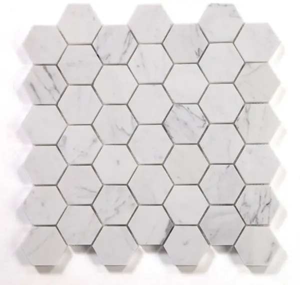 Elysium Hexagon Calacatta White Honed 2 x 2 11.75 x 12