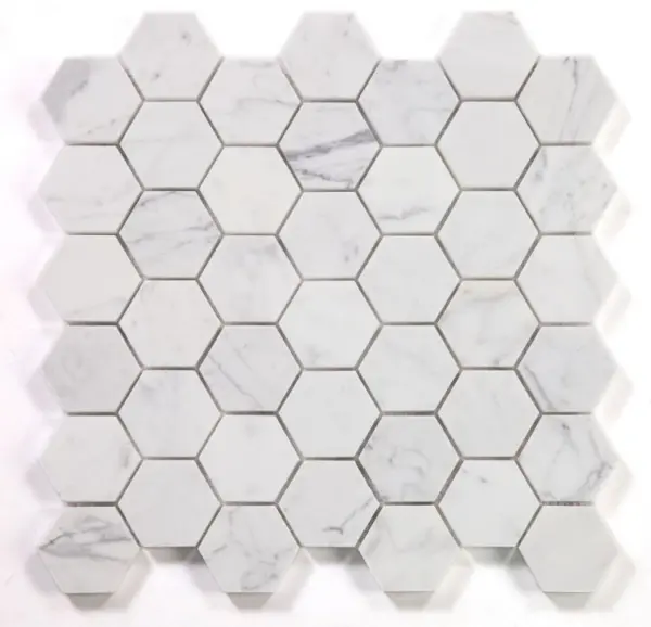Hexagon Calacatta White Polished 2 x 2 11.75 x 12