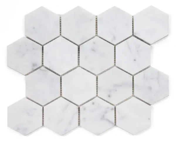Hexagon Carrara Honed 3 x 3 10 x 11.50