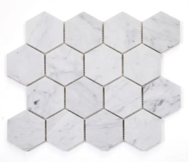 Hexagon Carrara Polished 3 x 3 10 x 11.5