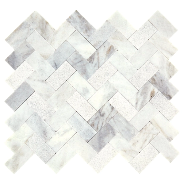 Dal Tile Minute Mosaix Herringbone Daphne White