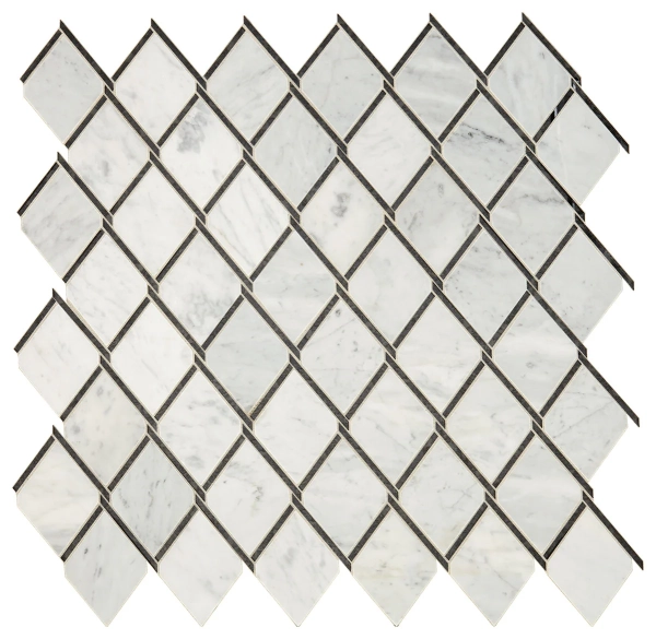 Dal Tile Lavaliere Chain Link Carrara White Ant Black Mirror